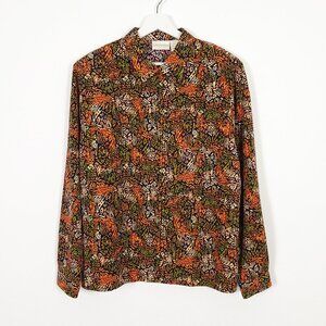 Vintage Abstract Patterned Button Down Shirt